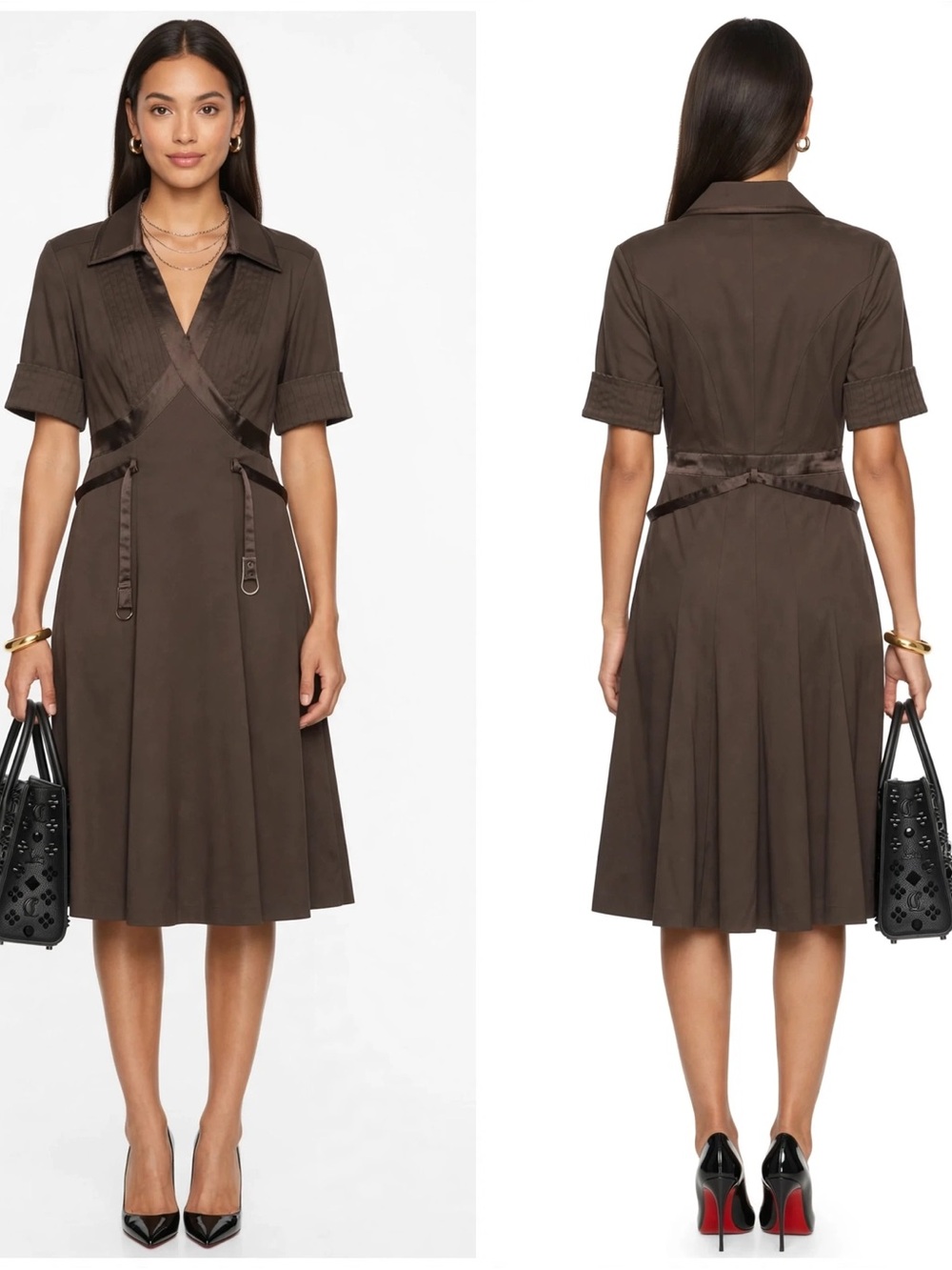 Karen Millen Dark Brown Collared Midi Dress